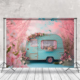 Lofaris Peach Blossom Blue RV Bokeh Spring Photo Backdrop